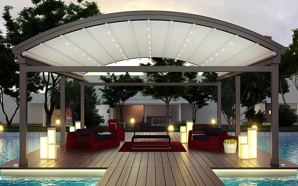 Aluminum pergola over a terrace